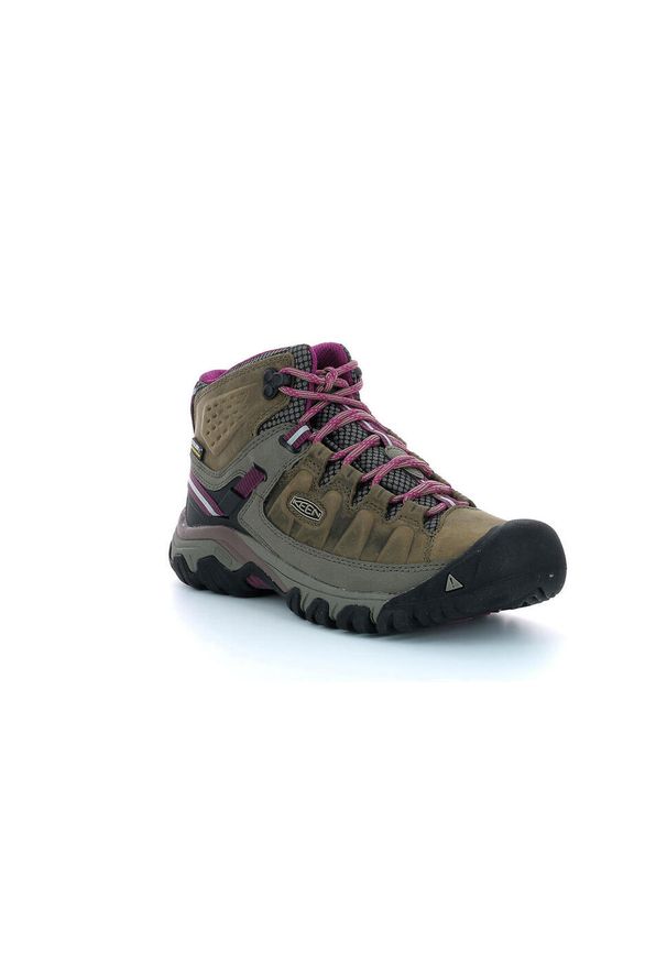 keen - Buty trekkingowe damskie Keen Targhee Iii Mid WP. Wysokość cholewki: za kostkę. Zapięcie: sznurówki. Kolor: brązowy, wielokolorowy. Materiał: guma, syntetyk, materiał. Szerokość cholewki: normalna