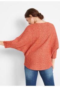 Sweter, rękawy kimonowe bonprix czerwony cynamonowy. Kolor: czerwony. Materiał: materiał, poliester #5