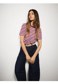 Reserved - T-shirt z bawełny merceryzowanej - pastelowy róż. Kolor: różowy. Materiał: bawełna