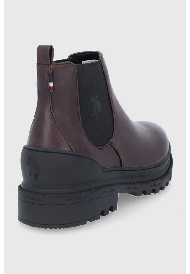 U.S. Polo Assn. Sztyblety damskie kolor bordowy na platformie. Nosek buta: okrągły. Kolor: czerwony. Obcas: na platformie