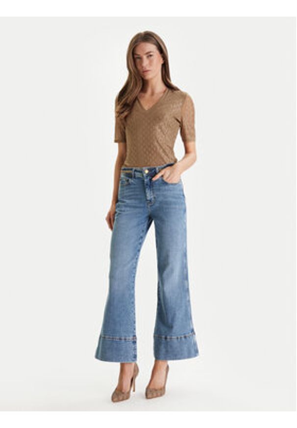 Marciano Guess T-Shirt 5RGP22 6311A Beżowy Regular Fit. Kolor: beżowy. Materiał: syntetyk