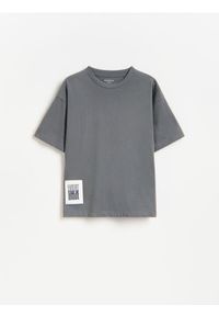 Reserved - Bawełniany t-shirt - ciemnoszary. Kolor: szary. Materiał: bawełna #1