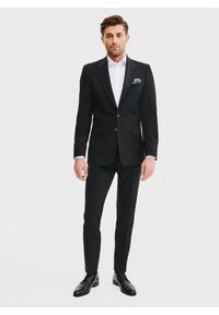 Pako Lorente - PAKO LORENTE – Wełniana marynarka garniturowa w kolorze czarnym. Okazja: na spotkanie biznesowe. Kolor: czarny. Materiał: wełna. Wzór: gładki. Styl: biznesowy #2