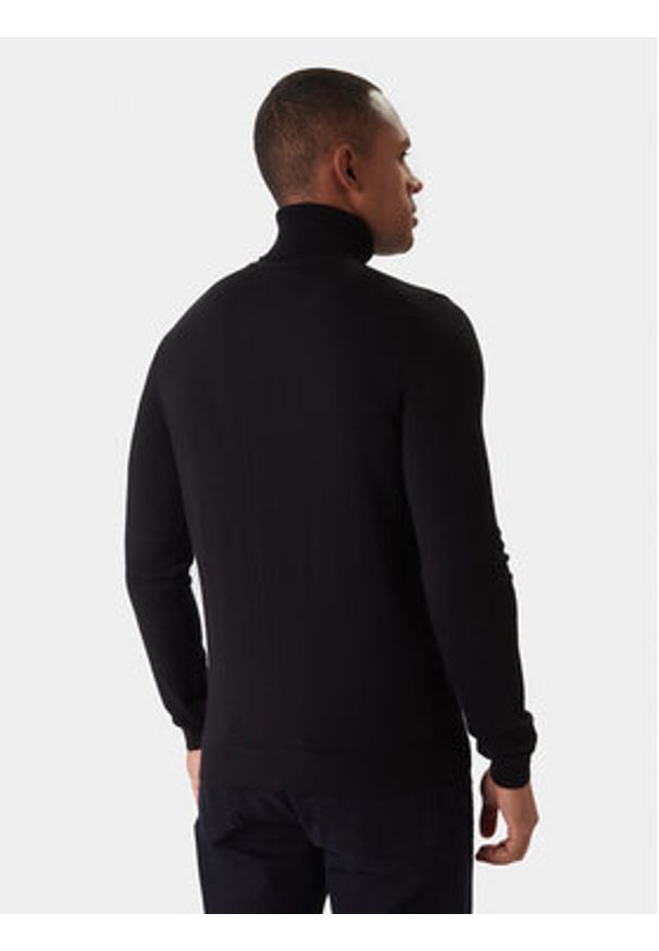 Hugo - HUGO Golf San Thomas-M 50474174 Czarny Slim Fit. Typ kołnierza: golf. Kolor: czarny. Materiał: wełna