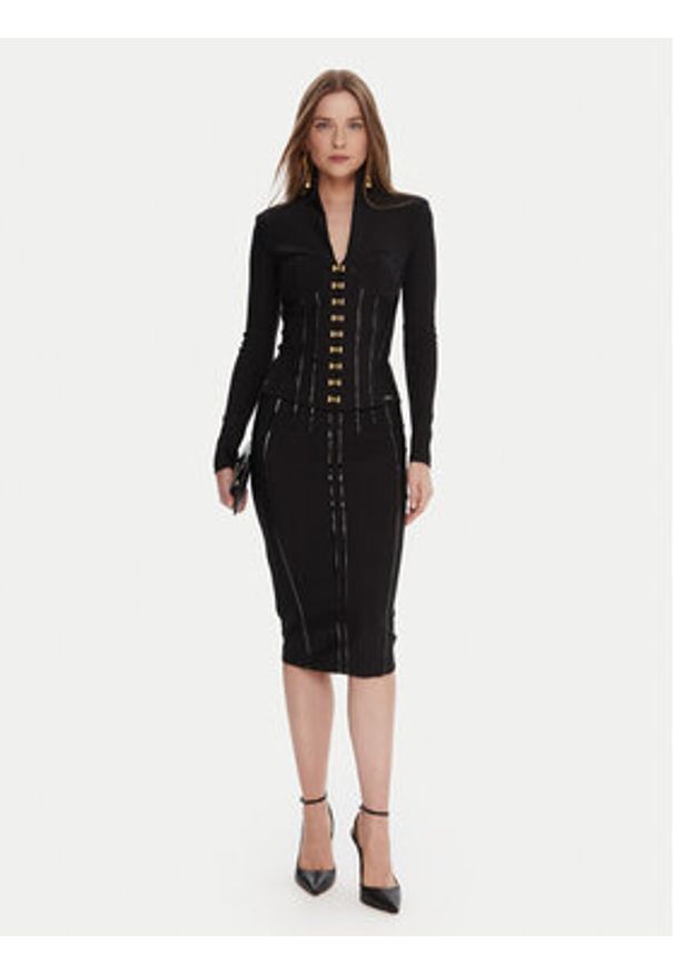 Elisabetta Franchi Spódnica ołówkowa GO-124-57E2-V460 Czarny Slim Fit. Kolor: czarny. Materiał: syntetyk