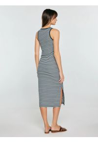 Big-Star - Sukienka damska w białe paski granatowa Yunna 403. Kolor: niebieski. Materiał: materiał, dzianina. Długość rękawa: na ramiączkach. Wzór: paski. Typ sukienki: dopasowane #2