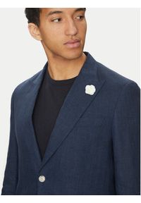 BOSS Marynarka C-Huge-Peak-252 50540516 Granatowy Slim Fit. Kolor: niebieski. Materiał: len #3