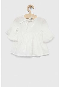 Jamiks sukienka bawełniana niemowlęca kolor biały mini rozkloszowana. Kolor: biały. Materiał: bawełna. Typ sukienki: rozkloszowane. Długość: mini #2