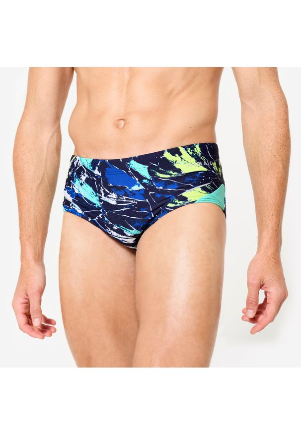 Decathlon - Slipki-opaska pływackie męskie Nabaiji 900 Motu. Kolor: niebieski, wielokolorowy, zielony. Materiał: poliester, poliamid, materiał