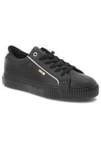 Big-Star - Czarne Sneakersy Big Star Modne Obuwie Damskie. Okazja: na co dzień. Zapięcie: sznurówki. Kolor: czarny. Materiał: materiał