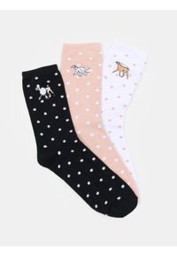 Sinsay - Długie skarpety z haftem 3 pack - wielobarwny. Wzór: haft #1