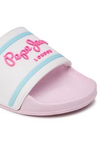 Pepe Jeans Klapki Slider Logo Girl PGS70045 Biały. Kolor: biały