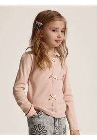 Reserved - Koszulka z kokardkami - pastelowy róż. Typ kołnierza: kokarda. Kolor: różowy. Materiał: bawełna