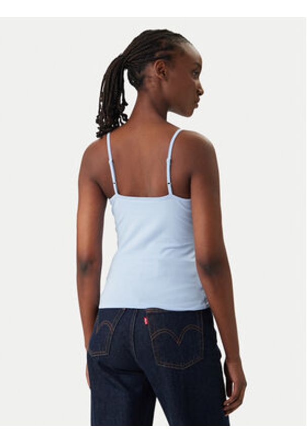 Tommy Jeans Top Essential DW0DW20675 Błękitny Slim Fit. Kolor: niebieski. Materiał: bawełna