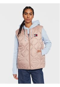 Tommy Jeans Bezrękawnik Reversible DW0DW14934 Écru Relaxed Fit. Materiał: syntetyk. Długość rękawa: bez rękawów