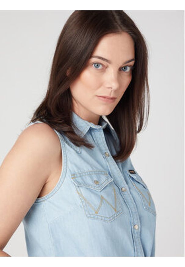 Wrangler Top W5WTHWXAZ 112334379 Błękitny Regular Fit. Kolor: niebieski. Materiał: bawełna