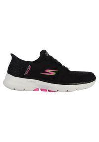 skechers - Buty do chodzenia damskie Skechers Go Walk 6 Vivid Id Slip Ins. Kolor: czarny. Materiał: syntetyk, materiał. Szerokość cholewki: normalna. Sport: turystyka piesza #1