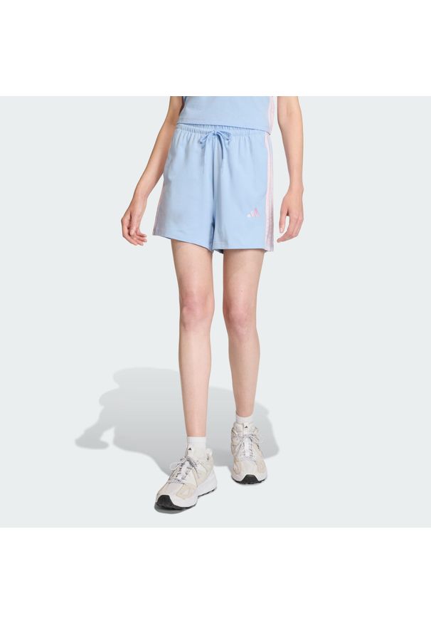 Adidas - Szorty Essentials 3-Stripes Cotton. Kolor: różowy, niebieski, wielokolorowy. Materiał: bawełna. Sport: fitness
