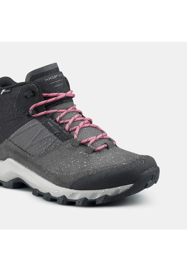 quechua - Buty turystyczne damskie Quechua MH500 Mid wodoodporne. Kolor: szary, czarny, brązowy, wielokolorowy. Materiał: kauczuk. Szerokość cholewki: normalna. Styl: sportowy