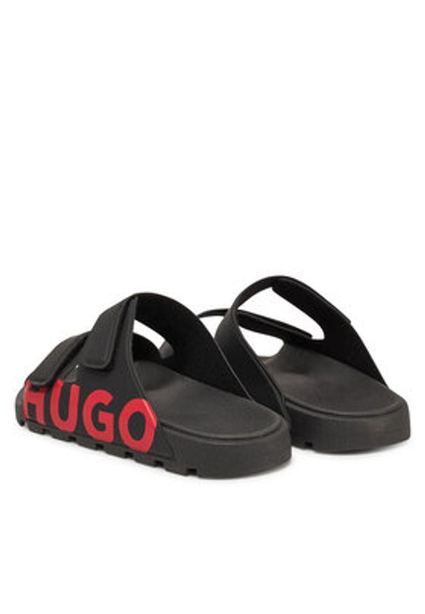 Hugo - HUGO Klapki Evander 50542042 Czarny. Kolor: czarny. Materiał: skóra