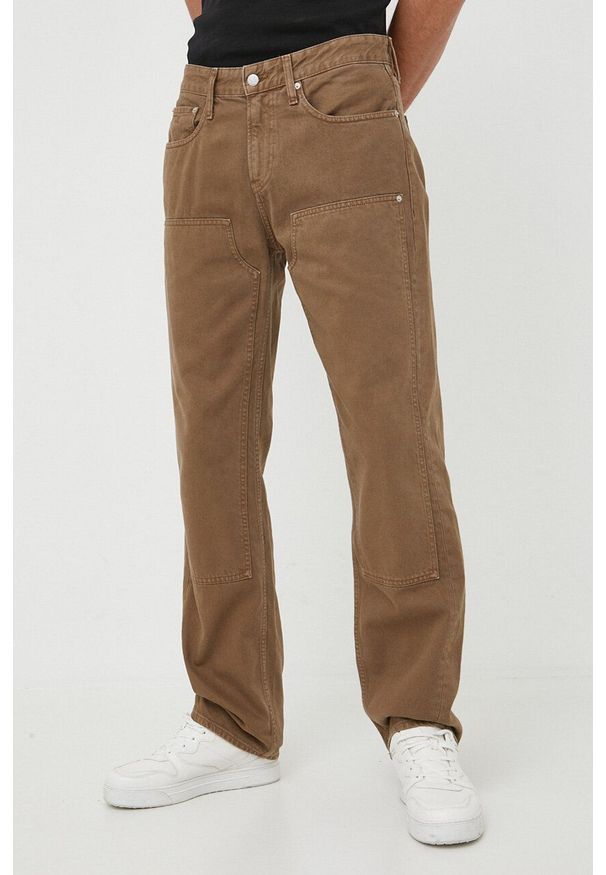 Calvin Klein Jeans jeansy męskie. Kolor: brązowy