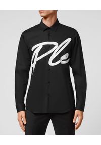 Philipp Plein - PHILIPP PLEIN - Czarna koszula PLAYBAOY. Kolor: czarny. Materiał: bawełna. Długość rękawa: długi rękaw. Długość: długie. Wzór: nadruk, aplikacja. Styl: klasyczny