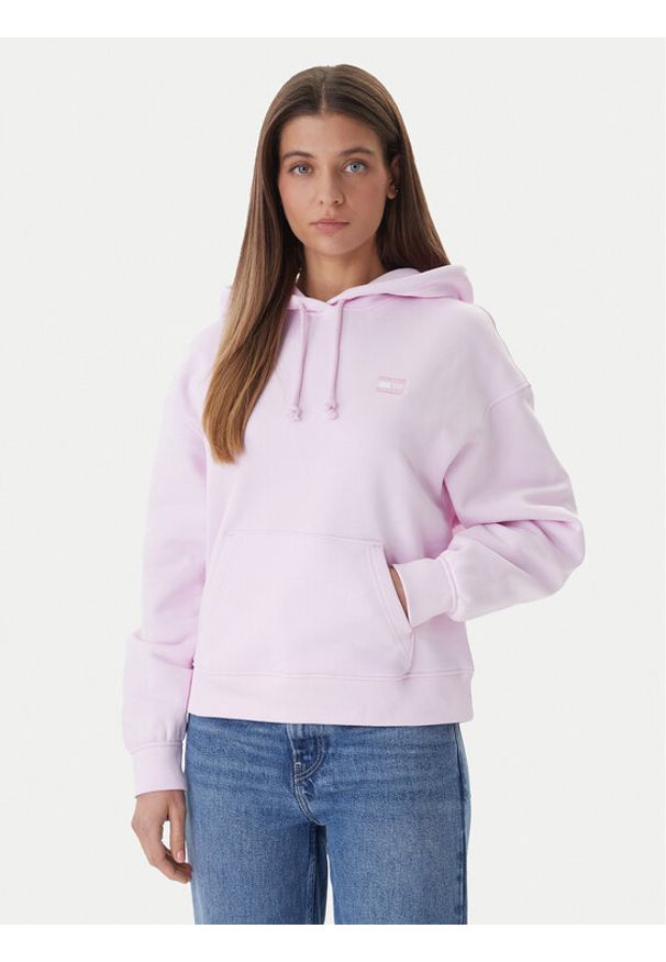 Tommy Jeans Bluza Badge DW0DW19414 Różowy Boxy Fit. Kolor: różowy. Materiał: bawełna