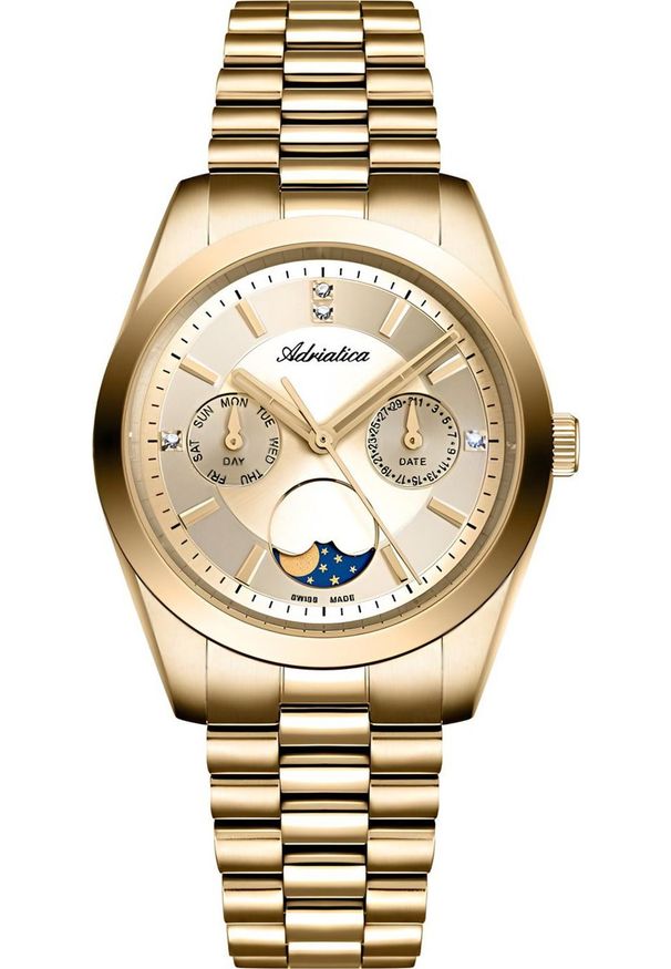 Zegarek Adriatica Zegarek damski Adriatica A3802.1111QF CYRKONIE złoty. Kolor: złoty