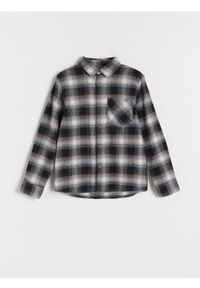 Reserved - Flanelowa koszula w kratę - ciemnoszary. Kolor: szary. Materiał: tkanina, bawełna #1