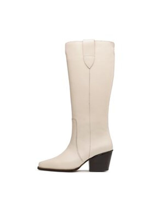 Badura Kozaki 222FW93 Beżowy. Kolor: beżowy. Materiał: skóra