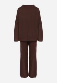 Born2be - Brązowy Dzianinowy Komplet z Wełną Spodnie i Sweter Tesira. Kolor: brązowy. Materiał: dzianina, wełna #6