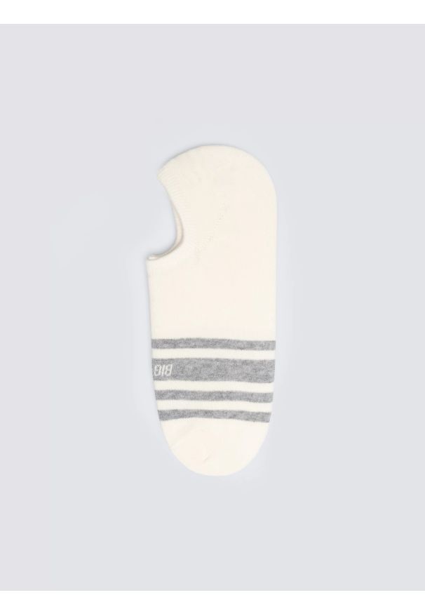 Big-Star - Stopki męskie z ozdobnymi paskami białe Marios 100. Kolor: biały. Materiał: skóra, bawełna, materiał. Wzór: paski