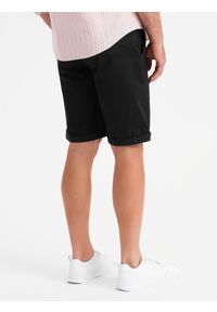 Ombre Clothing - Klasyczne męskie szorty chino z podwiniętą nogawką - czarne V9 OM-SRCS-0197 - XXL. Kolor: czarny. Materiał: bawełna, elastan. Sezon: lato. Styl: klasyczny #10