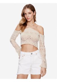 BDG Urban Outfitters Sweter BDG LADDERED HALTER NECK 76469477 Beżowy Cropped Fit. Typ kołnierza: dekolt halter. Kolor: beżowy. Materiał: syntetyk