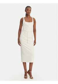 Hugo - HUGO Sukienka koktajlowa Kankeni 50558191 Écru Slim Fit. Materiał: syntetyk. Styl: wizytowy #1