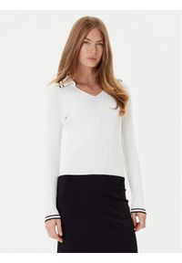 Pinko - PINKO Sweter Linosa 105418 A2PS Biały Regular Fit. Kolor: biały. Materiał: syntetyk