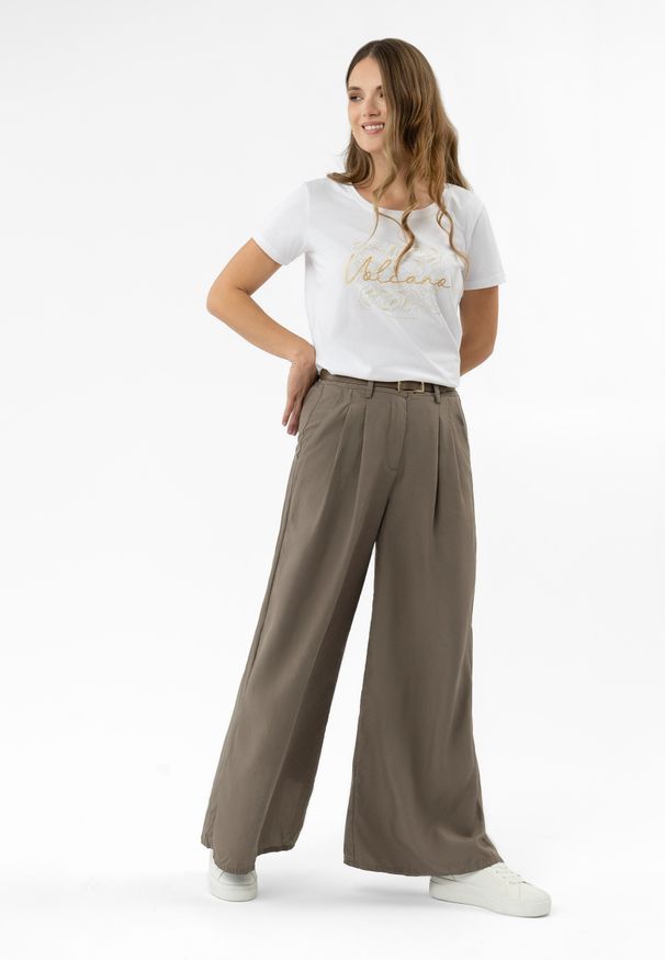 Volcano - Szerokie spodnie R-MARGA. Materiał: tkanina, wiskoza, materiał. Sezon: wiosna, lato. Styl: elegancki