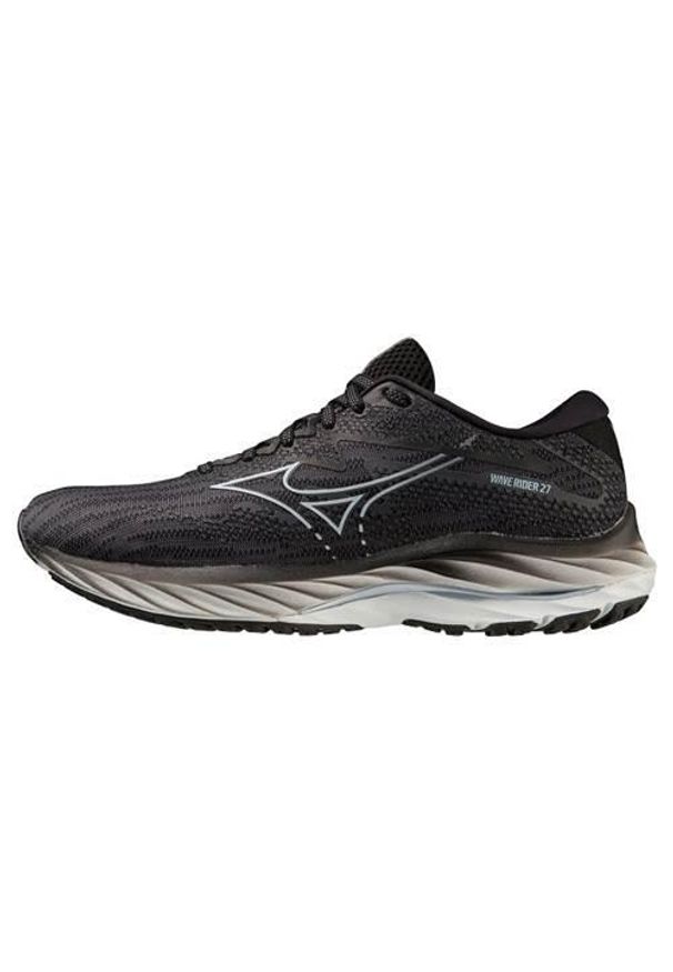 Buty do biegania damskie Mizuno Wave Rider 27 W. Zapięcie: sznurówki. Kolor: czarny. Materiał: materiał, tkanina, syntetyk. Szerokość cholewki: normalna. Model: Mizuno Wave. Sport: bieganie