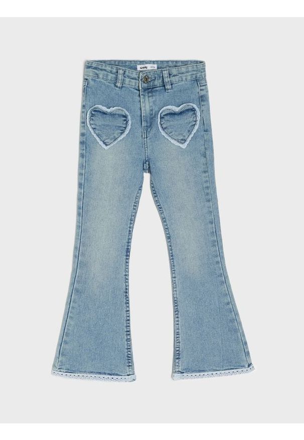 Sinsay - Spodnie jeansowe flare - niebieski. Kolor: niebieski