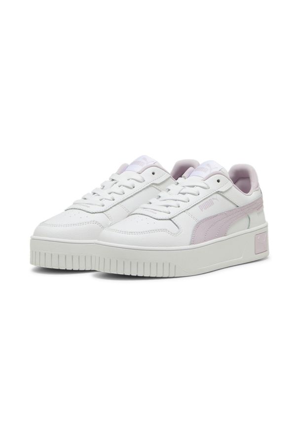 Puma - Młodzieżowe sneakersy Carina Street PUMA White Grape Mist Purple. Okazja: na co dzień. Kolor: biały, fioletowy, wielokolorowy. Materiał: skóra