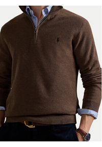Polo Ralph Lauren Sweter 710932304527 Brązowy Regular Fit. Typ kołnierza: polo. Kolor: brązowy. Materiał: bawełna