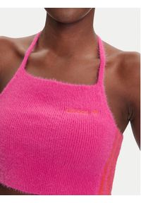 Adidas - adidas Top Fluffy JW6002 Różowy Slim Fit. Kolor: różowy. Materiał: syntetyk #5