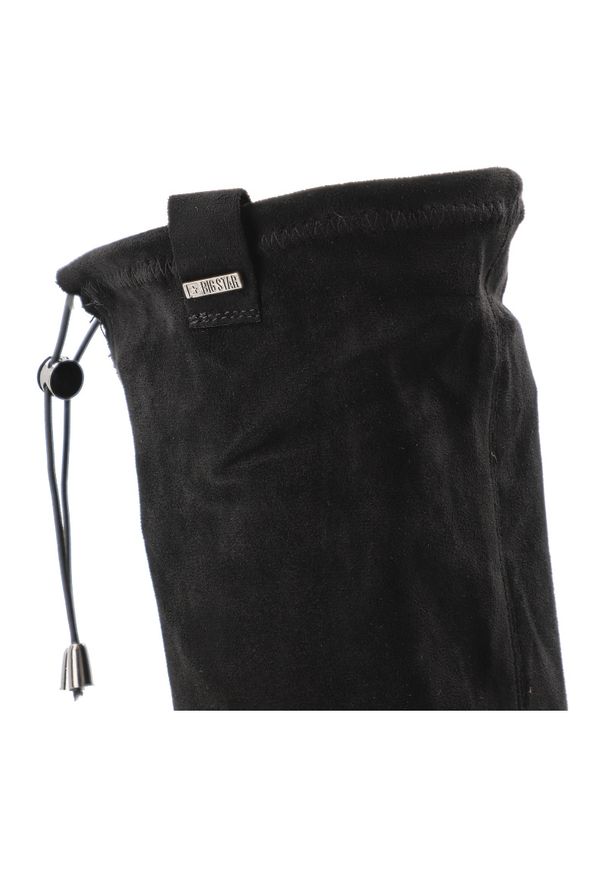 Big-Star - Czarne Kozaki Big Star Wysokie Obuwie Damskie. Okazja: na co dzień. Kolor: czarny. Materiał: welur, materiał. Szerokość cholewki: normalna. Sezon: zima, jesień. Styl: casual, elegancki