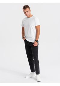 Ombre Clothing - T-shirt męski klasyczny bawełniany BASIC - biały V14 OM-TSBS-0146 - XXL. Kolor: biały. Materiał: bawełna. Styl: klasyczny #6