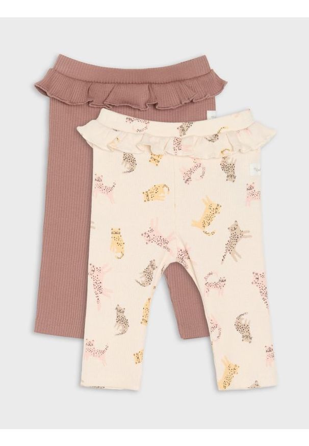 Sinsay - Legginsy 2 pack - kremowy. Kolor: kremowy
