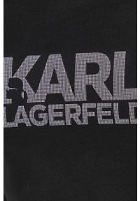 Karl Lagerfeld T-shirt bawełniany kolor czarny z aplikacją. Okazja: na co dzień. Kolor: czarny. Materiał: bawełna. Wzór: aplikacja. Styl: casual