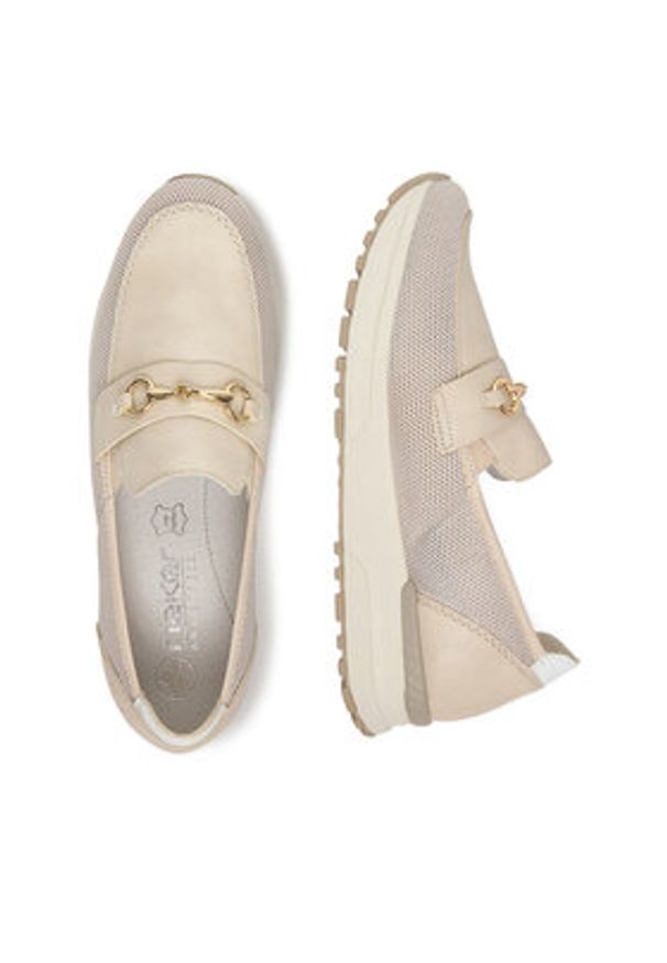 Rieker Półbuty N7455-60 Beżowy. Kolor: beżowy. Materiał: materiał