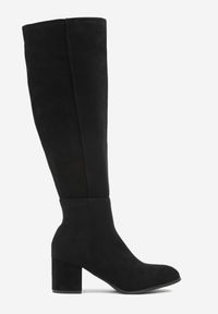 Renee - Czarne Kozaki Vices z Imitacji Zamszu na Niskim Obcasie Typu Słupek Ilovea. Okazja: na imprezę, na co dzień. Kolor: czarny. Materiał: zamsz. Obcas: na obcasie. Styl: casual. Wysokość obcasa: niski #3