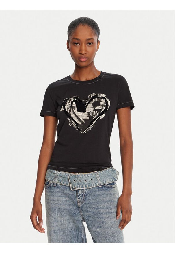 Desigual T-Shirt Letter Core 25WWTK04 Czarny Regular Fit. Kolor: czarny. Materiał: bawełna
