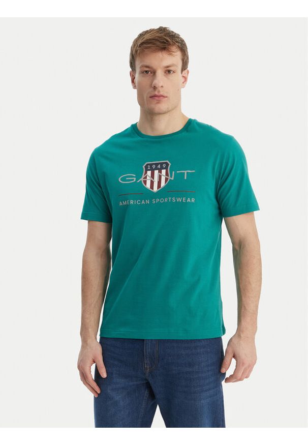 GANT - Gant T-Shirt Archive Shield 2003199 Zielony. Kolor: zielony. Materiał: bawełna